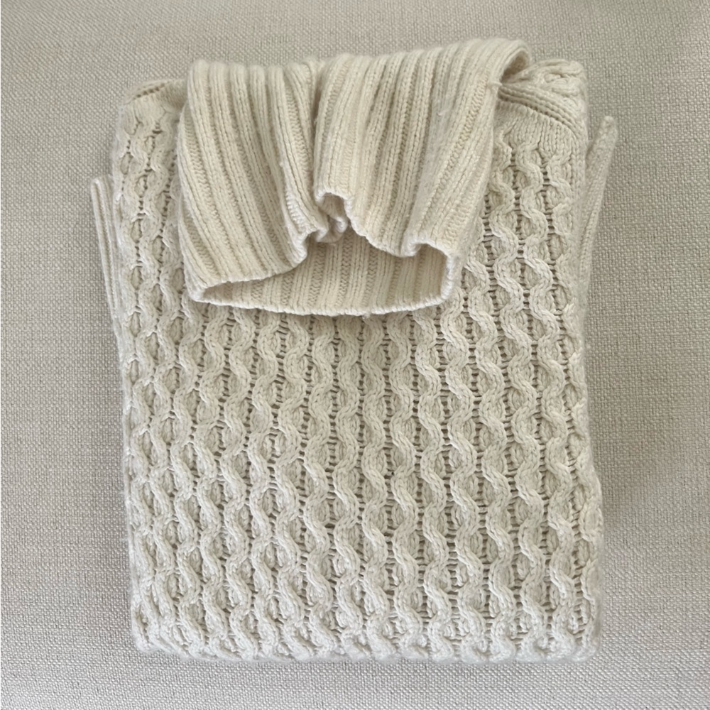 J Crew ivory fisherman’s turtleneck sweater lambswool and viscose size S